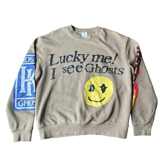 Cactus Plant Flea Market Sweater Men Large Beige Kids See Ghosts Kanye Cudi Camp